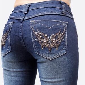 Y2K Low rise bootcut jeans with butterfly design 🦋